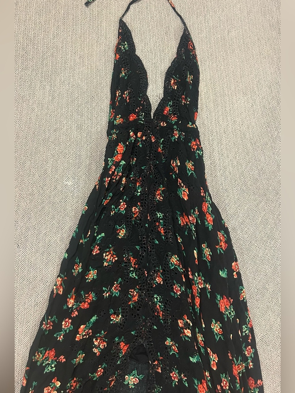 Free People Black Floral Backless Halter Maxi Dress - Picture 7 of 13